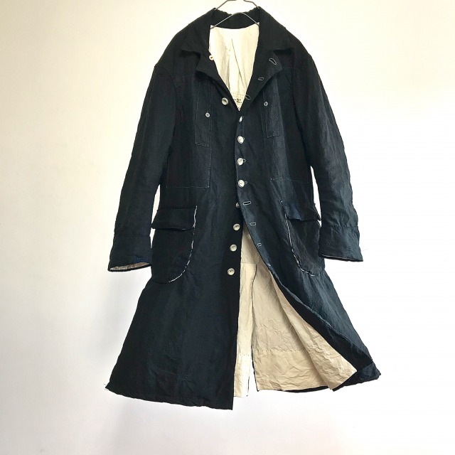 Vintage French Indigo Linen “VILLETTE” Maquignon  Coat