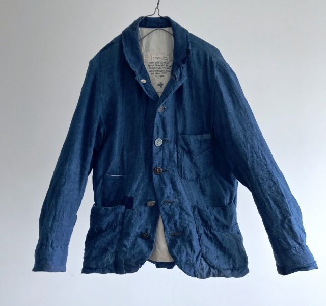Vintage French  Worker Indigo Dyed Linen Jacket