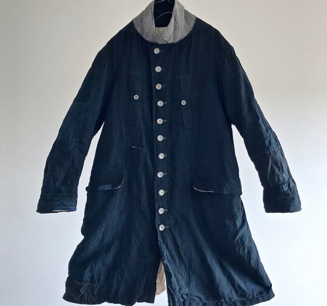 Antique French Black Dyed Indigo Linen Maquignon’s Work Coat