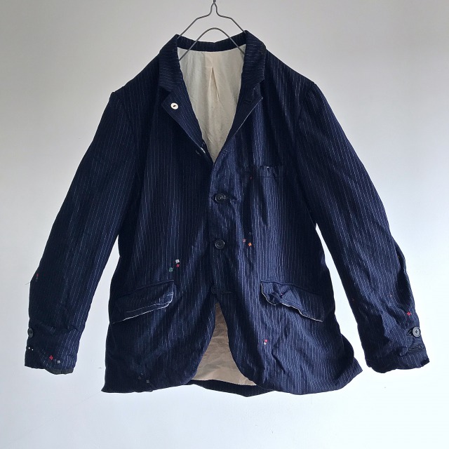 Vintage Lot of Darned British Tailor-made Saxony Wool Pinstripe Jacket