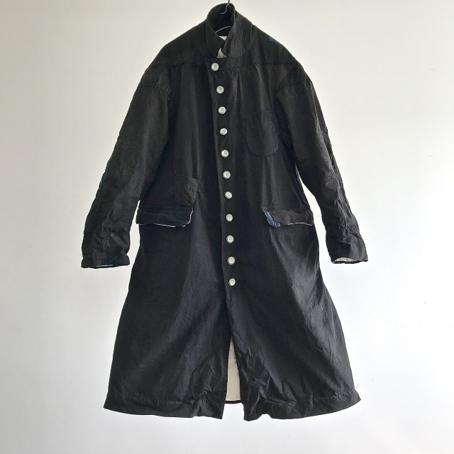 Vintage French Linen/Cotton “Metis” Black Coating Maquignon  Coat