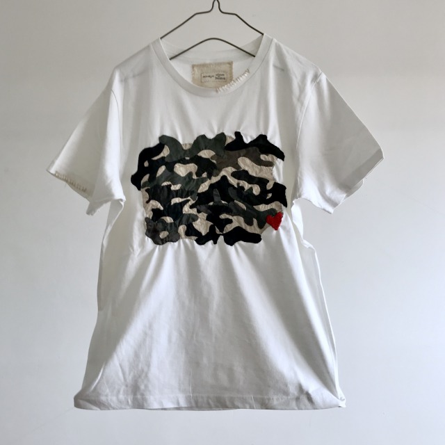 Vintage Cloth Camouflage patch T-shirt  (White)