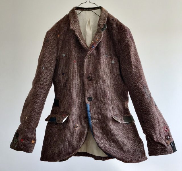 Vintage Lot of Darned and Patched Old French Tweed Jacket