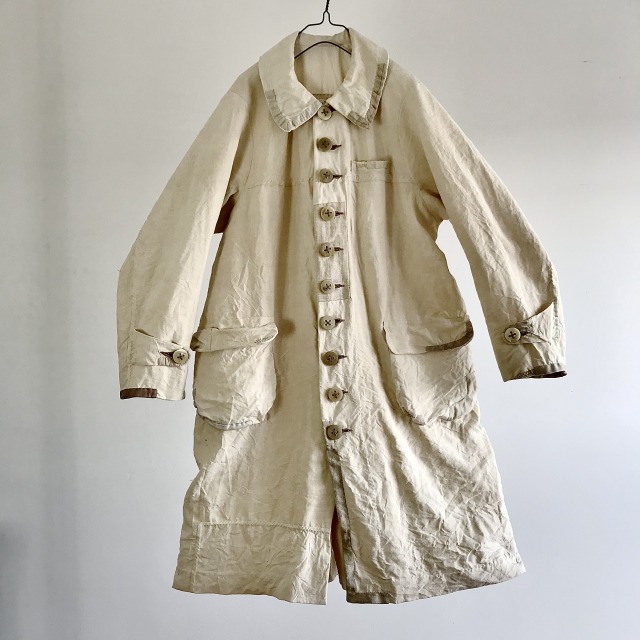 French Linen Made Antique Chore Worker Paysan Coat