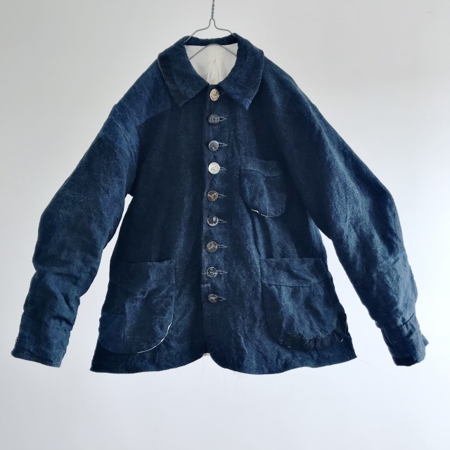 Natural Indigo Dyed French Antique Rustic Linen Made Work Jacket