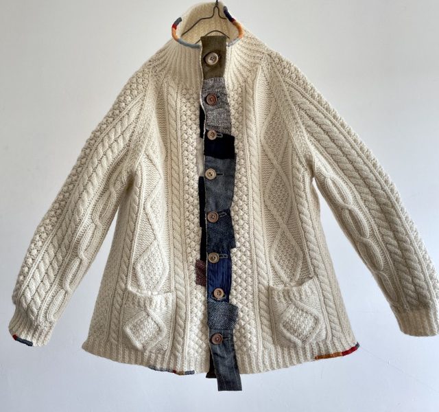 Vintage Patch & Darning Irish Hand-knit Fisherman Knit Jacket