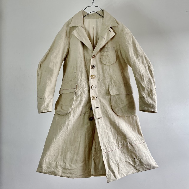 19th Century Antique French  Rustic  Linen Fabric Made Coat