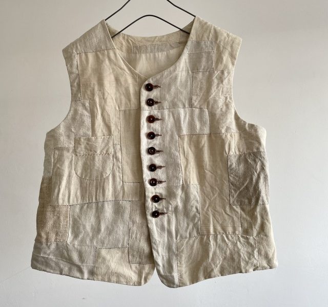 Antique  French Rustic Linen Intricately Inlaid  Patch  Gilet