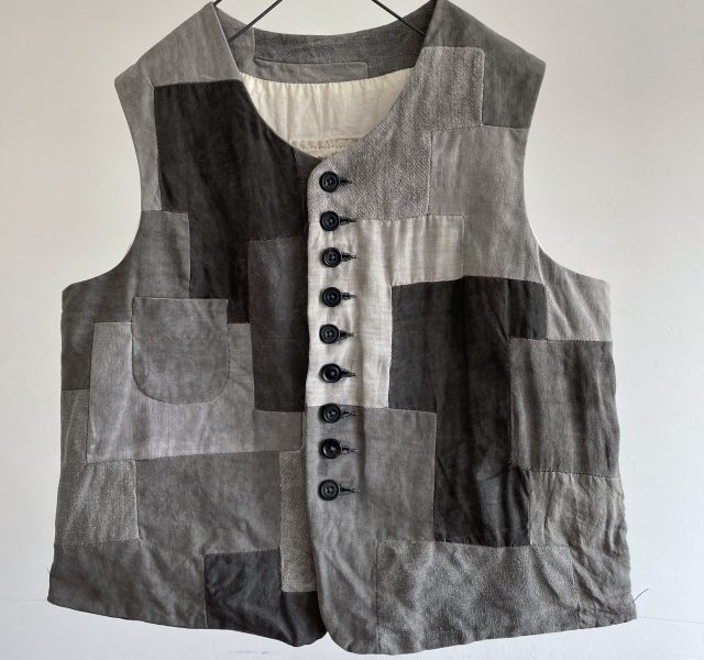 India Ink Dyed French Metis&Linen Intricately Inlaid  Patch  Gilet