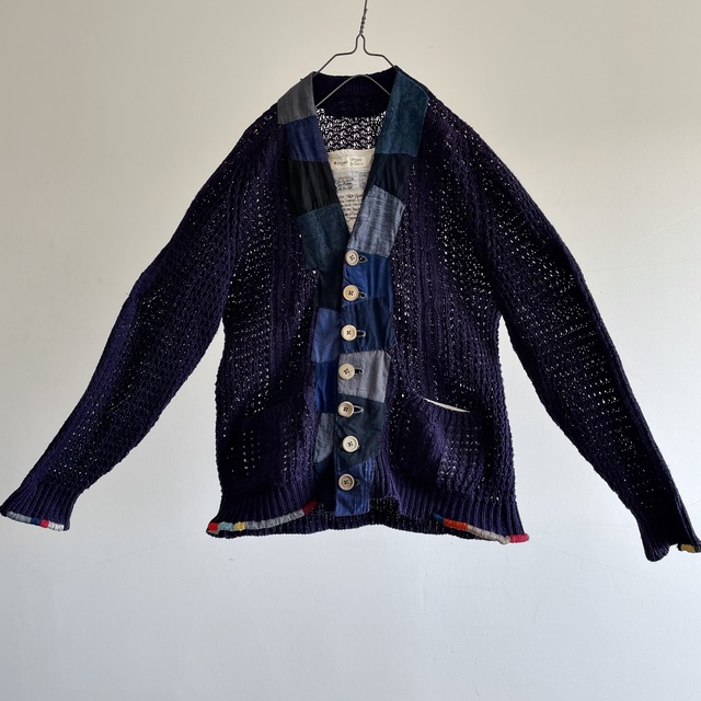 Vintage Patch & Stitch Trimmed Irish Linen/Cotton Knit Cardigan