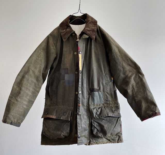 Vintage Patch & Darning Waxed Cotton Jacket by Barbour “BEAUFORT ”