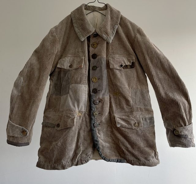 Vintage Thick Ribbed Corduroy French Old Hunting Jacket