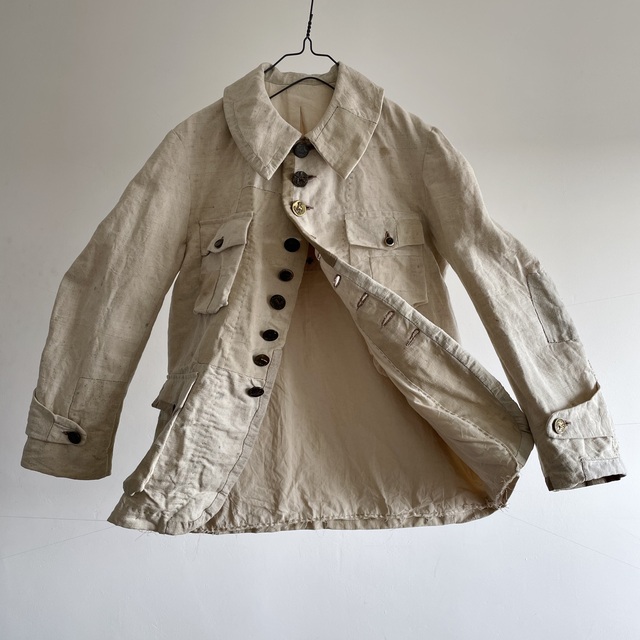 Rustic Linen Made French Old  Hunting Jacket