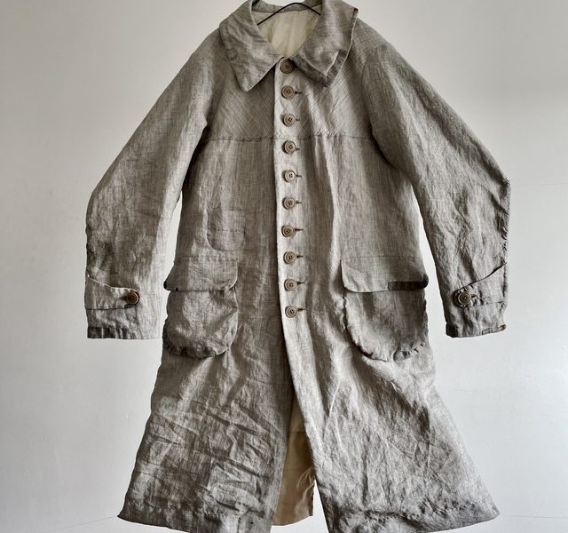 Linen Fabric  “Gris de Travil” Made Chore Work Paysan Coat