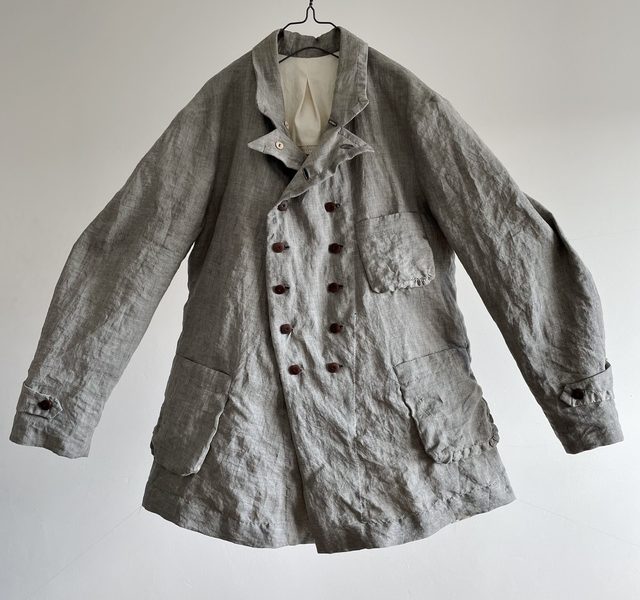Vintage French Linen “Gris de Travil” Made “Marin Nationale” Double Breasted Jacket ON SALE