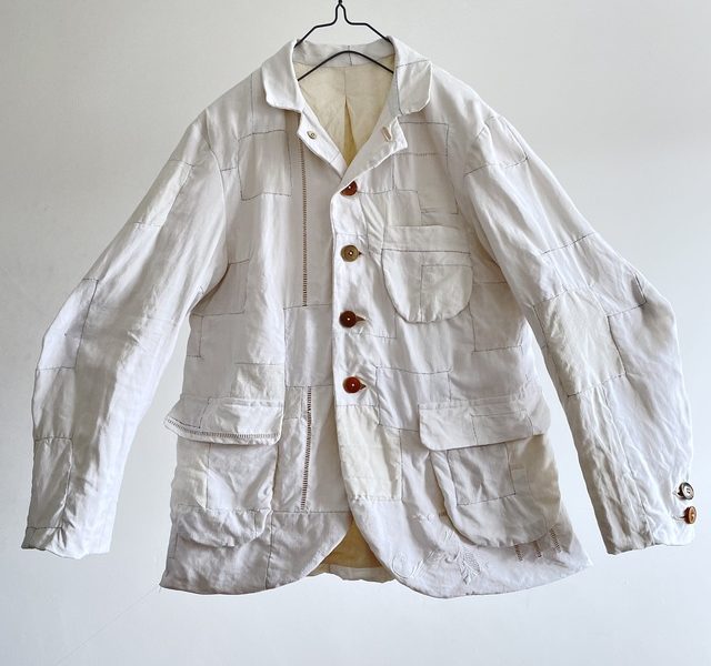 Antique Hand Woven Linen Fabric Made Hand Sewn Patches Tailor Jacket