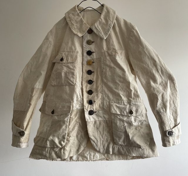 Hand Woven French Linen & Linen/Cotton Fabric Made Hunting Jacket