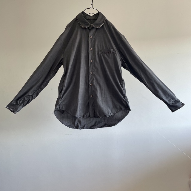 Hand-sewn Spiral Sstitch and Velvet Ribbon Trimmed Shirt